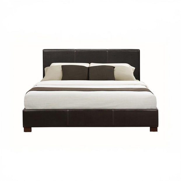 Dark Brown Faux Leather Queen Bed Frame