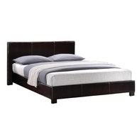 Dark Brown Faux Leather Queen Bed Frame