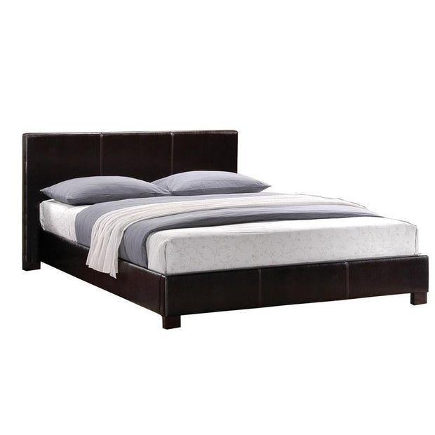 Dark Brown Faux Leather Queen Bed Frame