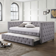 Gray Modern Tufted Daybed w/ Trundle