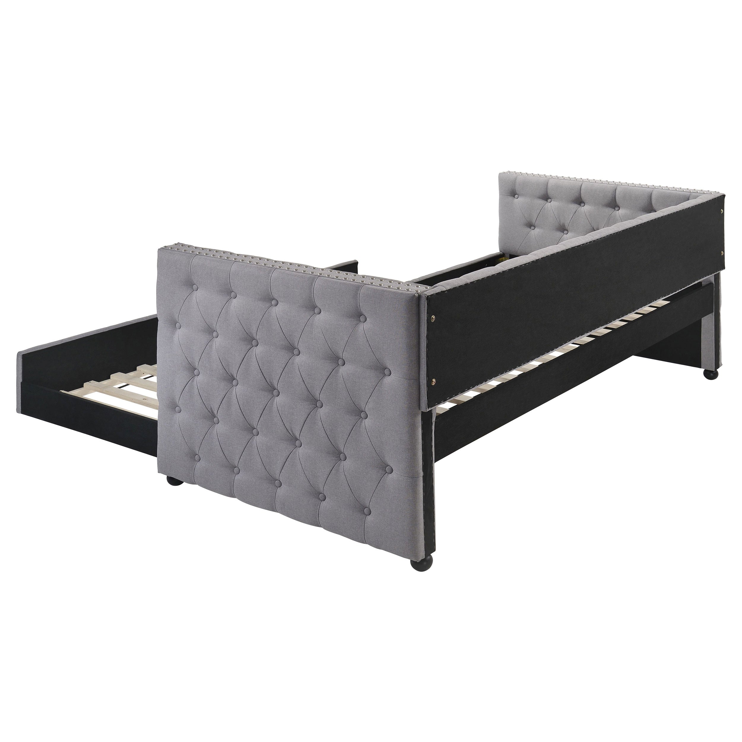 Gray Modern Tufted Daybed w/ Trundle