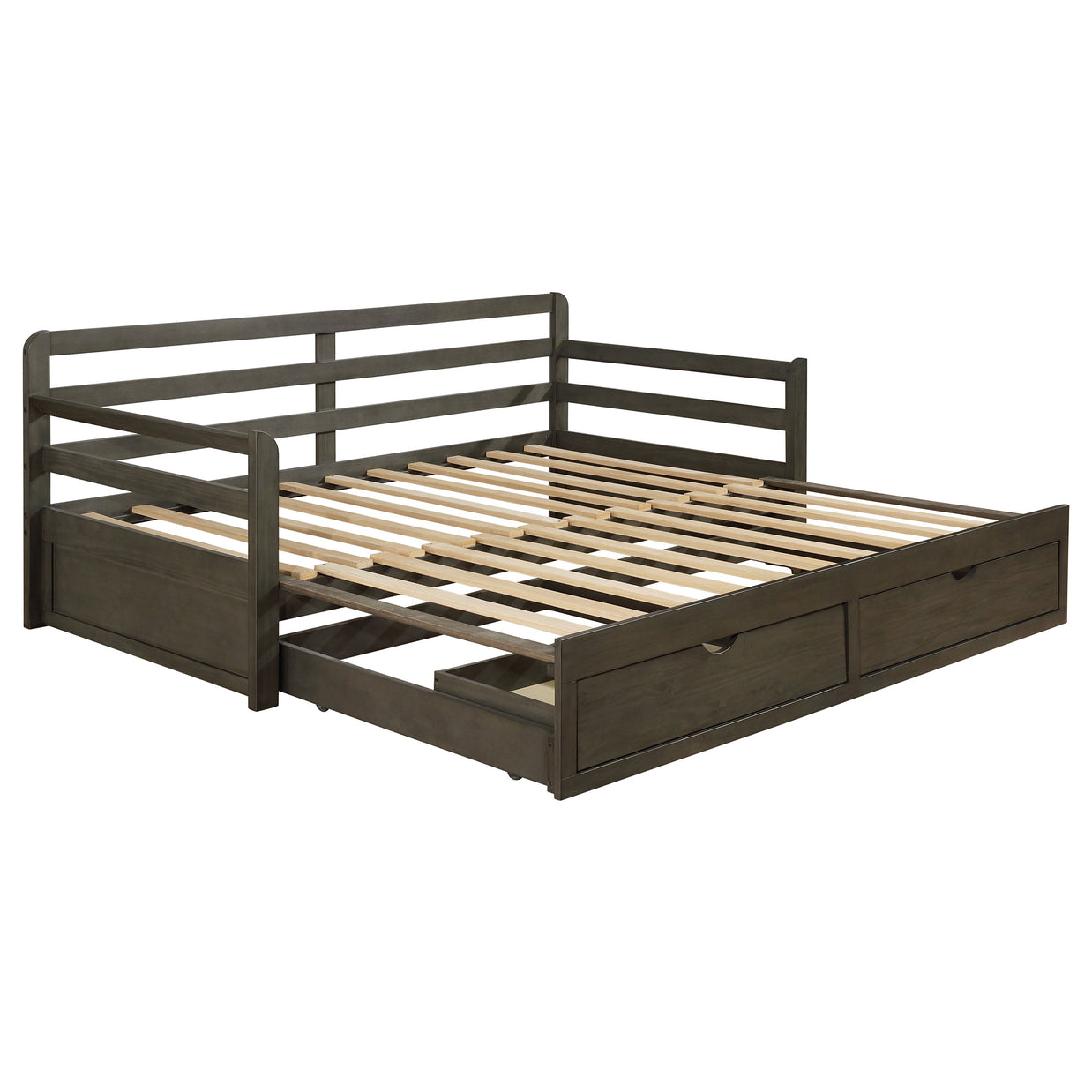 Gray Rustic Daybed w/ Extension Trundle