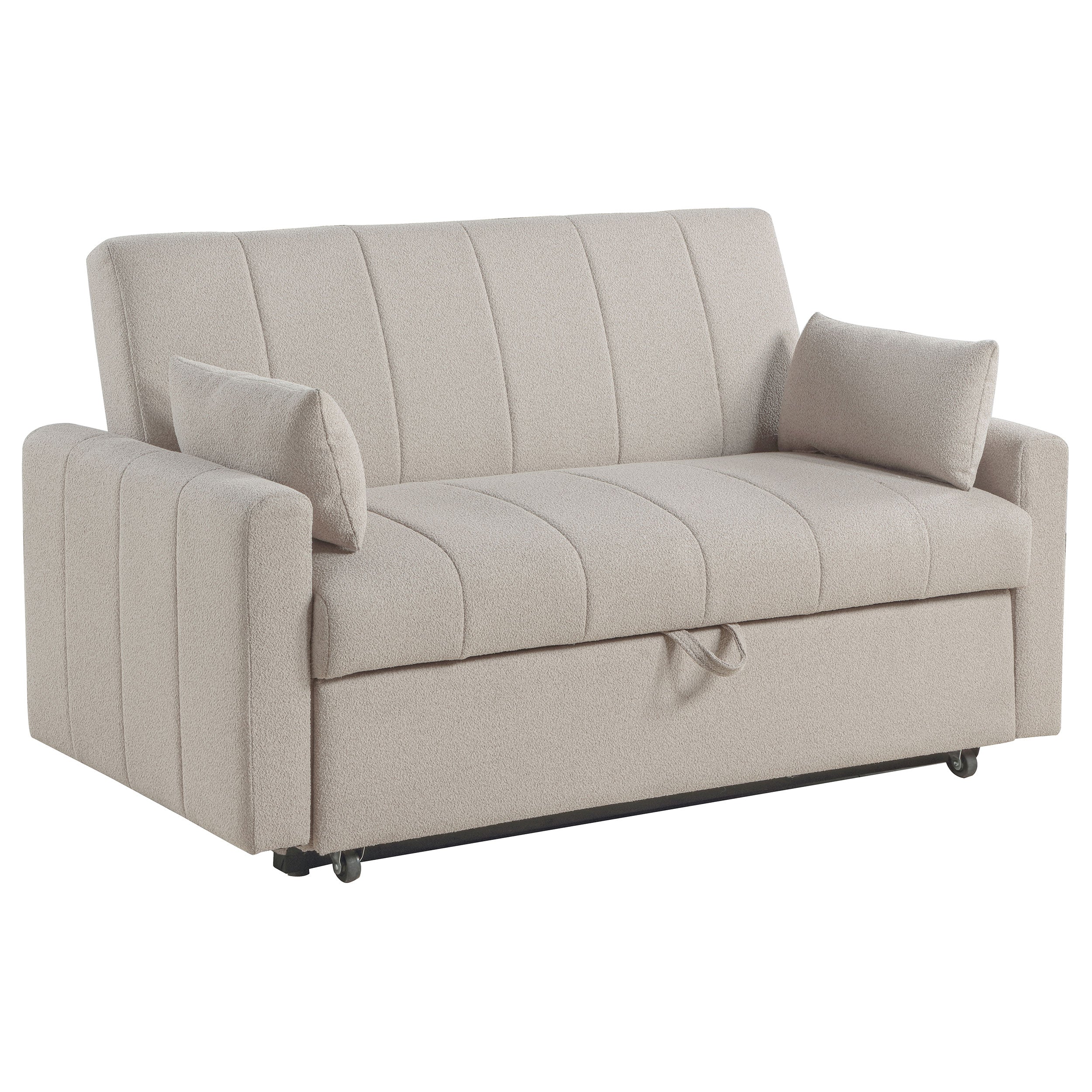 Bouclé Upholstered Sleeper Sofa Bed with Pull-Out Bed