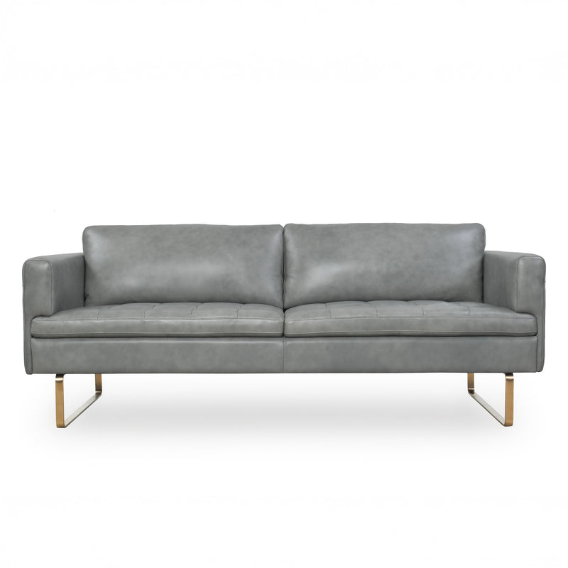 Modern Gray Italian Top-Grain Leather Sofa
