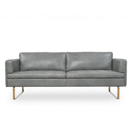 Modern Gray Italian Top-Grain Leather Sofa