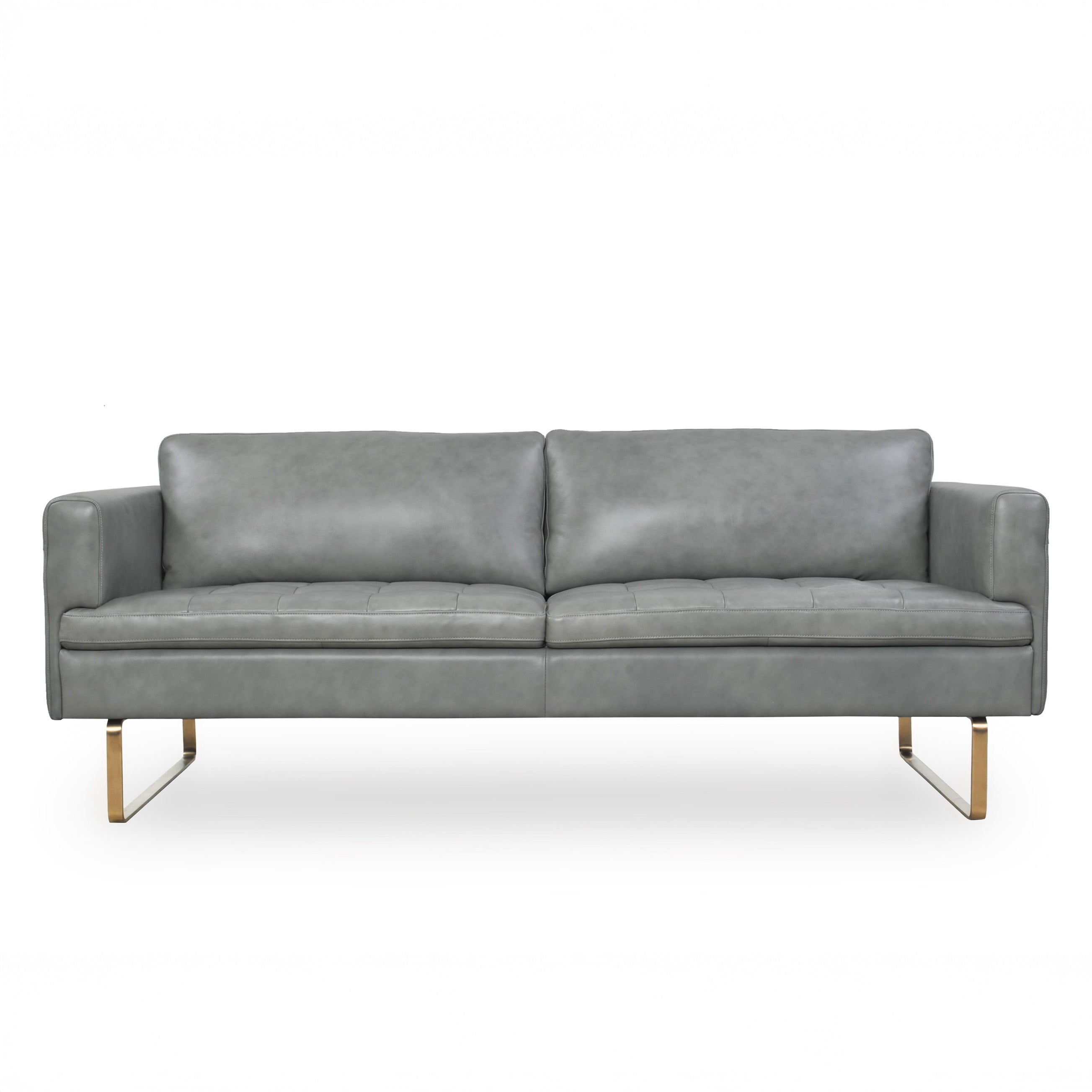 Modern Gray Italian Top-Grain Leather Sofa