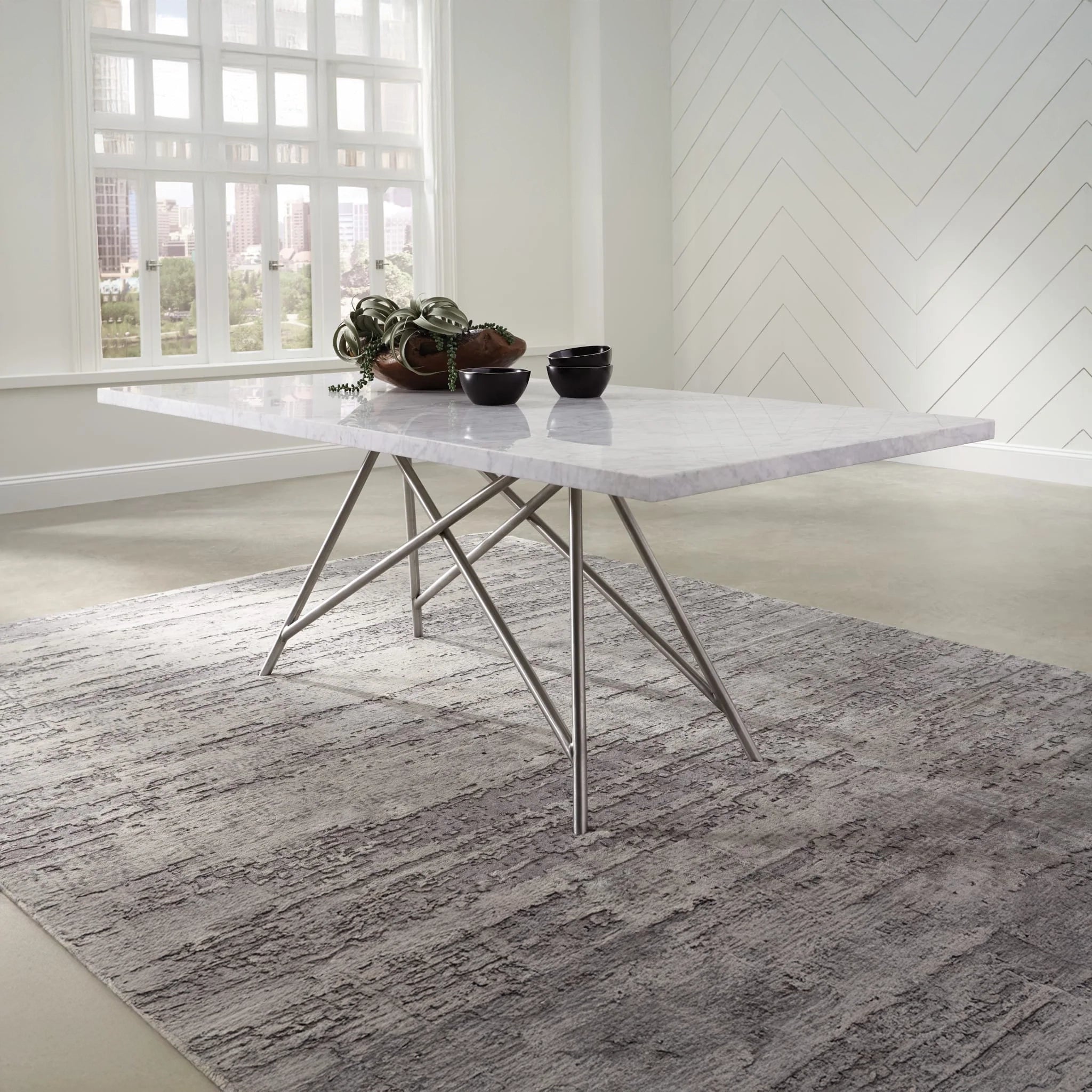 Stainless Steel & Marble Dining Table