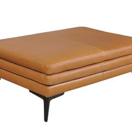 Contemporary Top-Grain Leather Ottoman