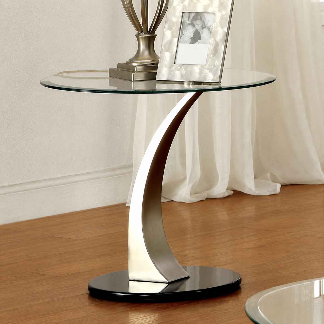 Stainless Steel & Glass End Table