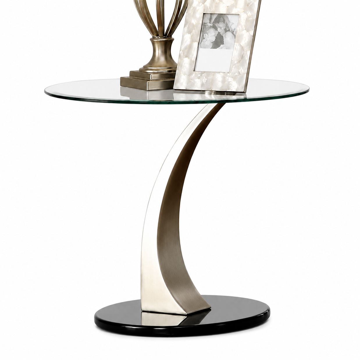 Stainless Steel & Glass End Table
