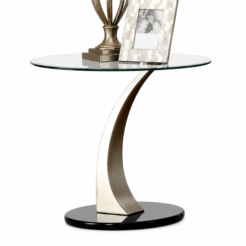 Stainless Steel & Glass End Table