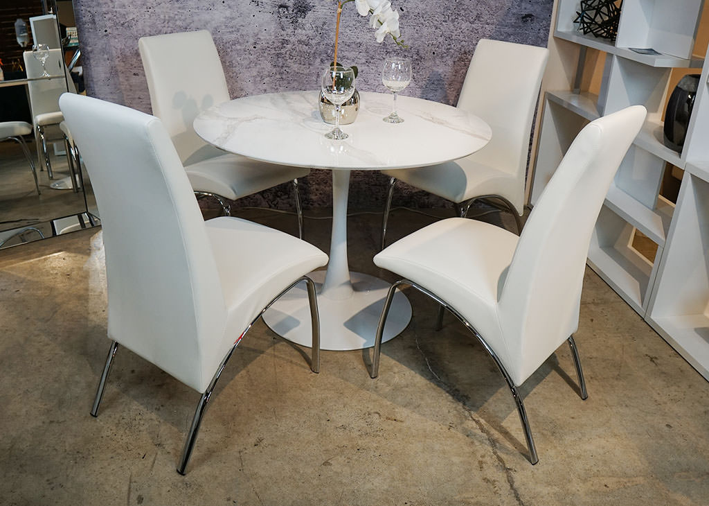Round Faux Marble Dining Table