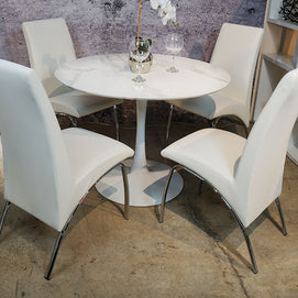 Round Faux Marble Dining Table