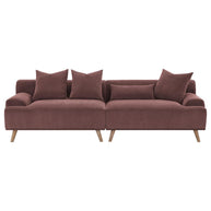 Corduroy Upholstered Extra Long Sofa Wine Red