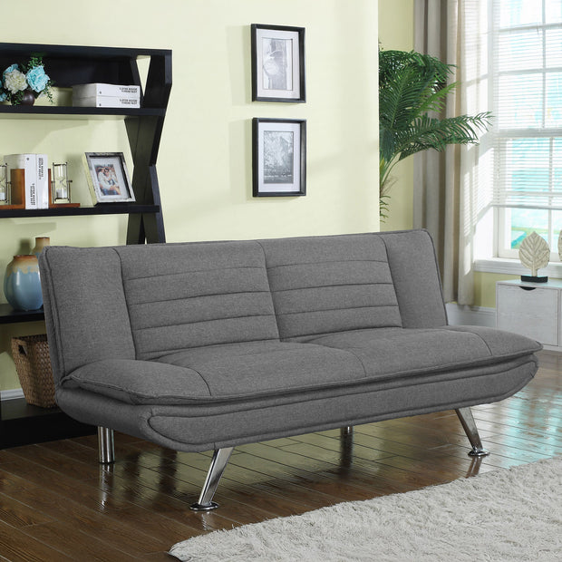 Tufted Convertible Sofa Bed with Chrome Legs
