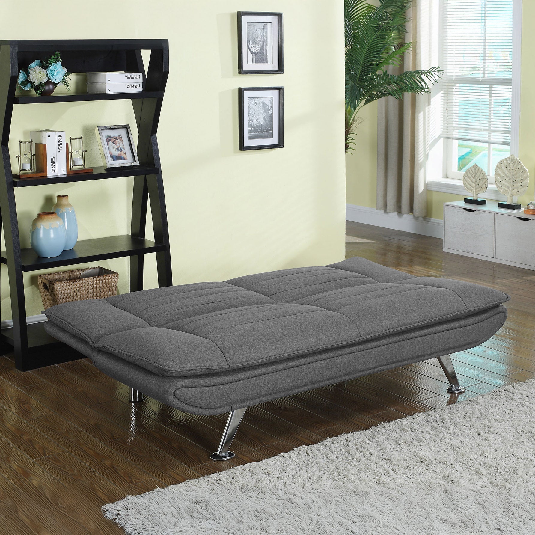 Tufted Convertible Sofa Bed with Chrome Legs