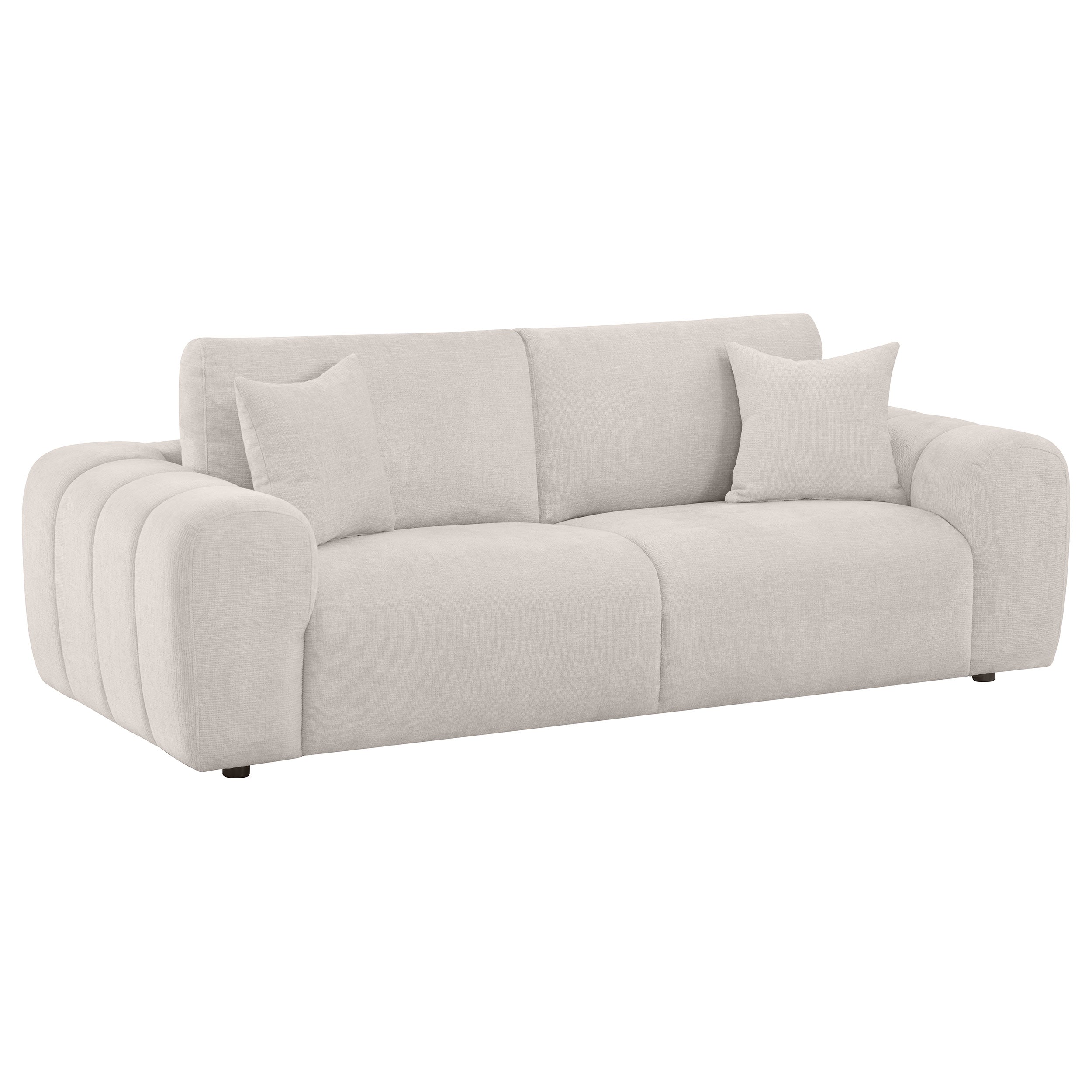 Contemporary Chenille Sofa With Oversized Arms