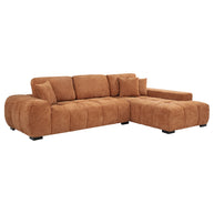 Right-Facing Chaise Sectional Sofa – Orange Fabric