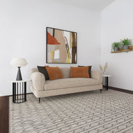 Contemporary Latte Chenille Sofa with Track Arms