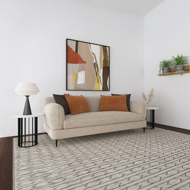 Contemporary Latte Chenille Sofa with Track Arms