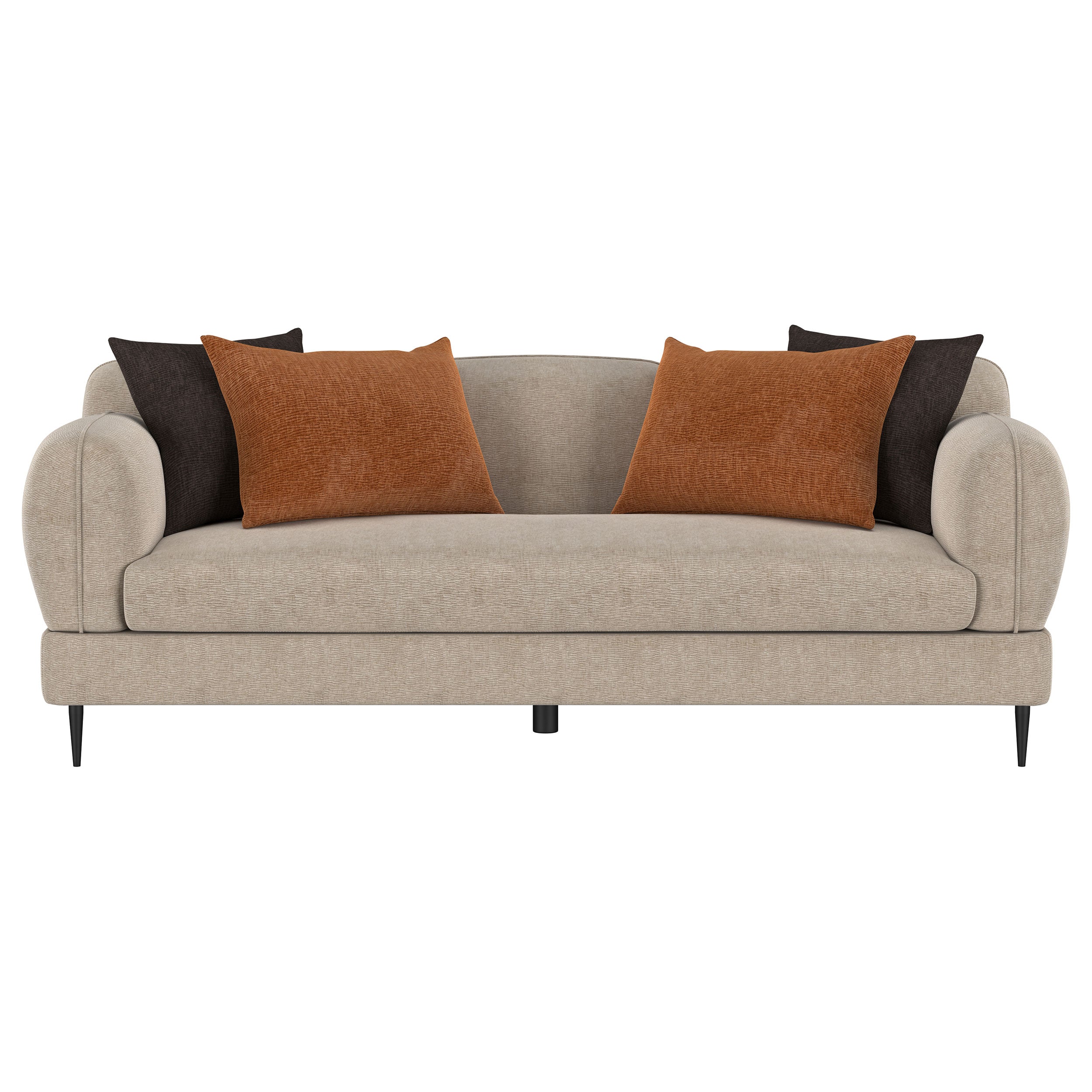 Contemporary Latte Chenille Sofa with Track Arms