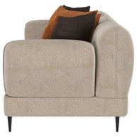 Contemporary Latte Chenille Sofa with Track Arms