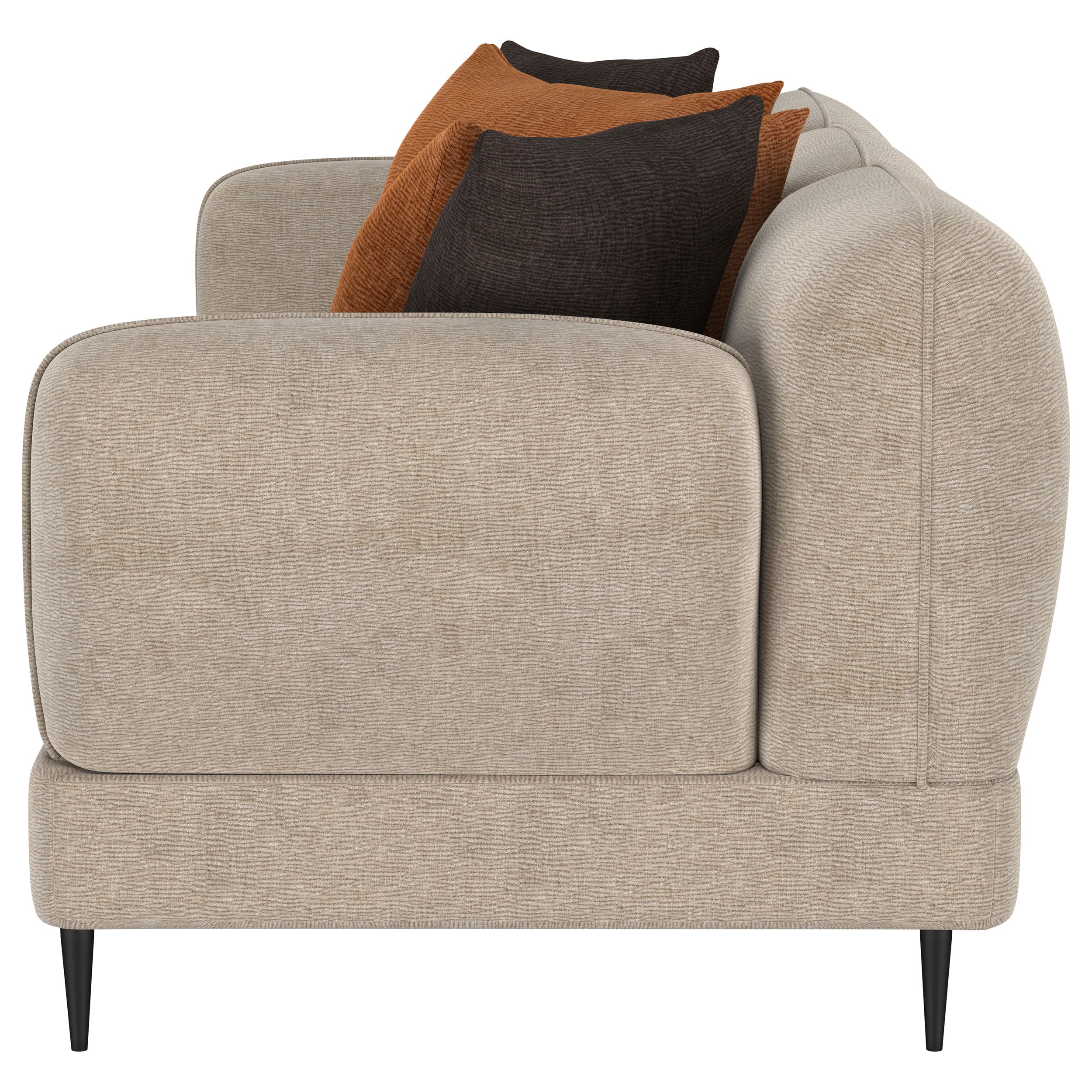 Contemporary Latte Chenille Sofa with Track Arms