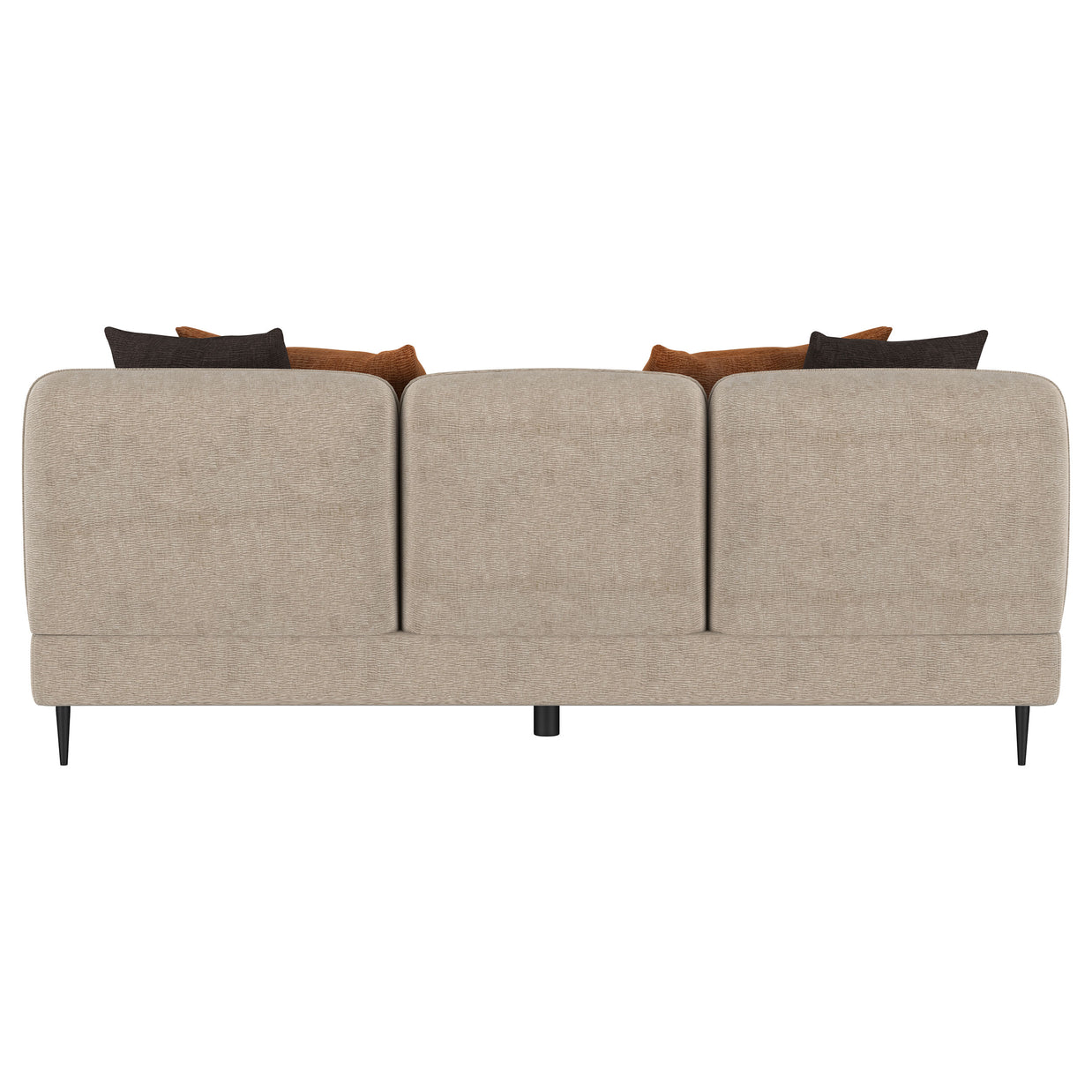 Contemporary Latte Chenille Sofa with Track Arms