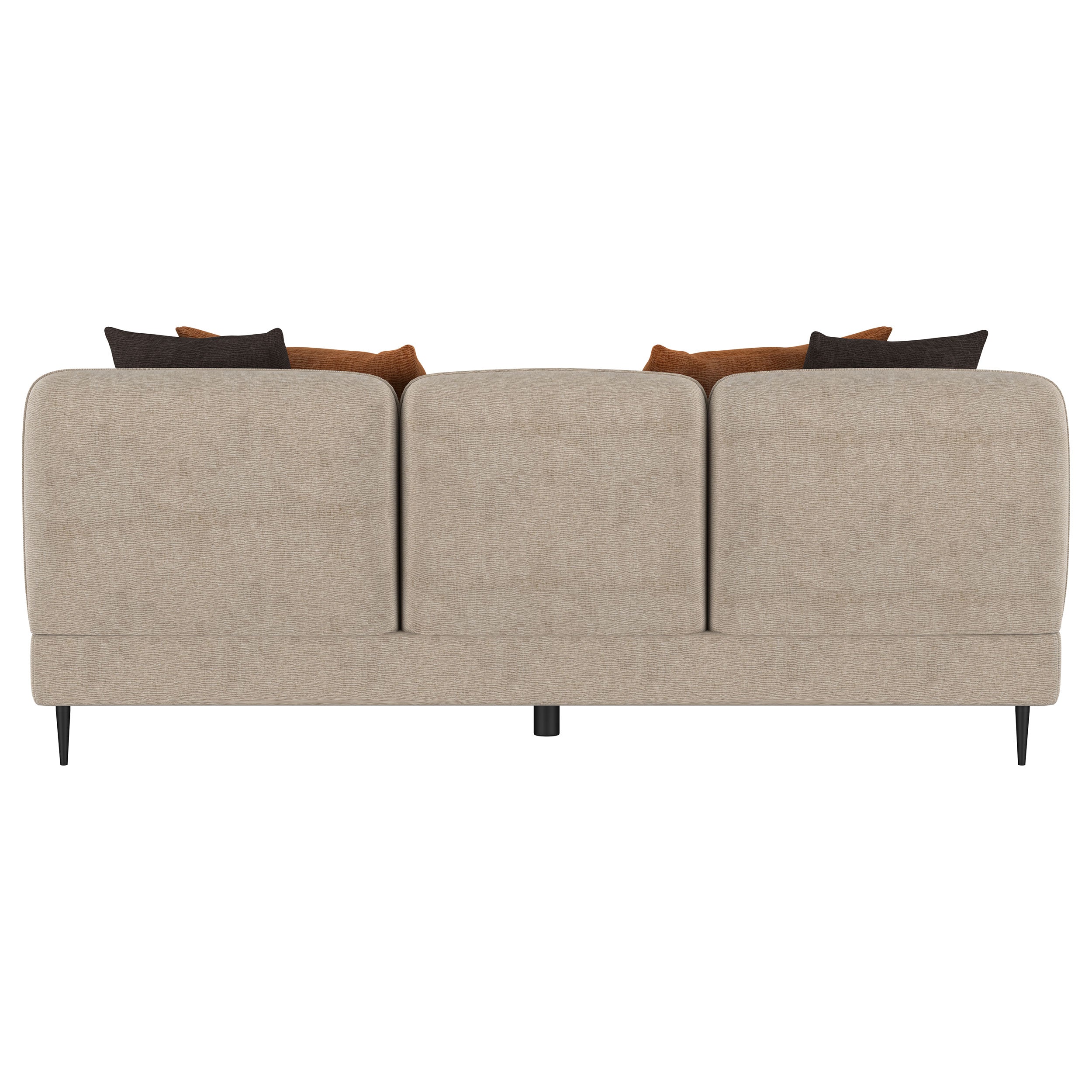 Contemporary Latte Chenille Sofa with Track Arms