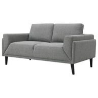 UPHOLSTERED TRACK ARM LOVESEAT GREY