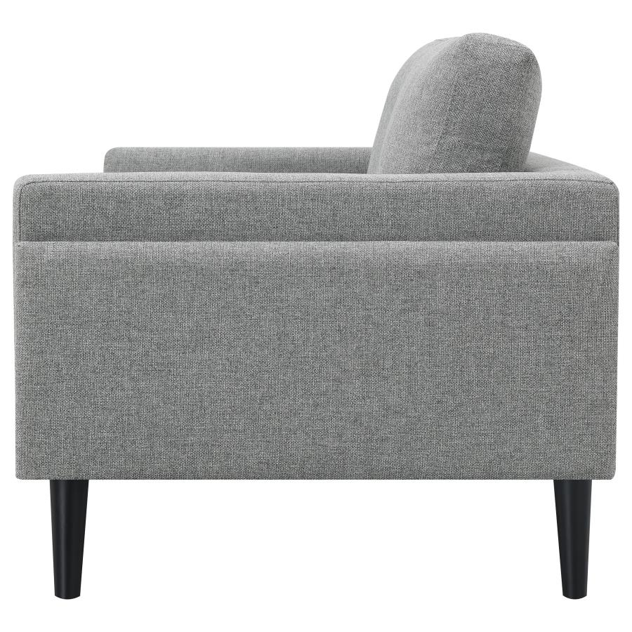 UPHOLSTERED TRACK ARM LOVESEAT GREY