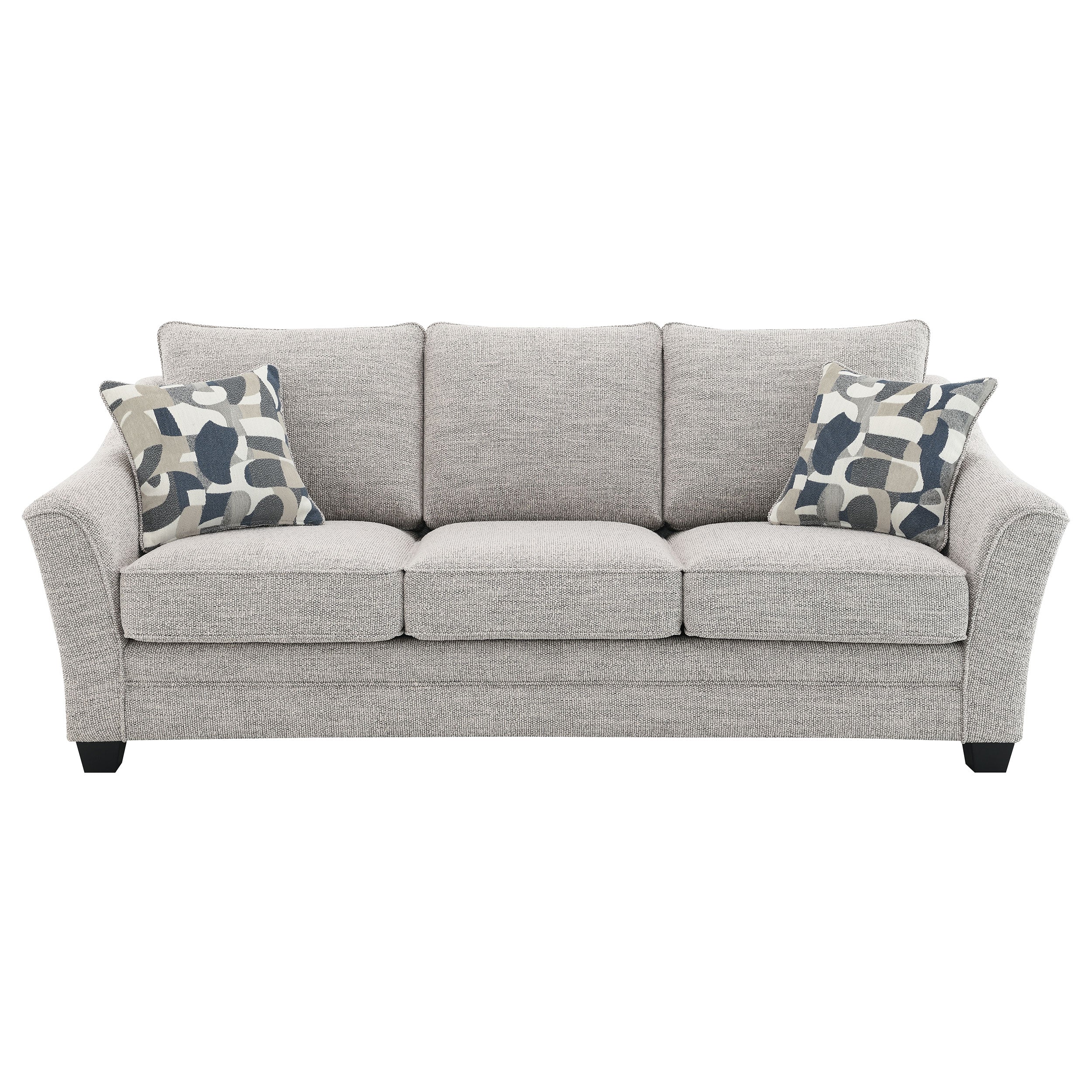 Transitional 3-Seat Sofa with Gray Bouclé Upholstery