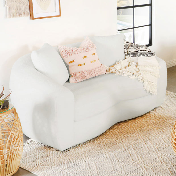 Luna Bouclé Curved Loveseat