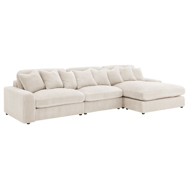 3 Piece Reversible Corduroy Sectional Sofa