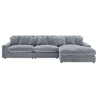 3-Piece Reversible Gray Corduroy Sectional Sofa