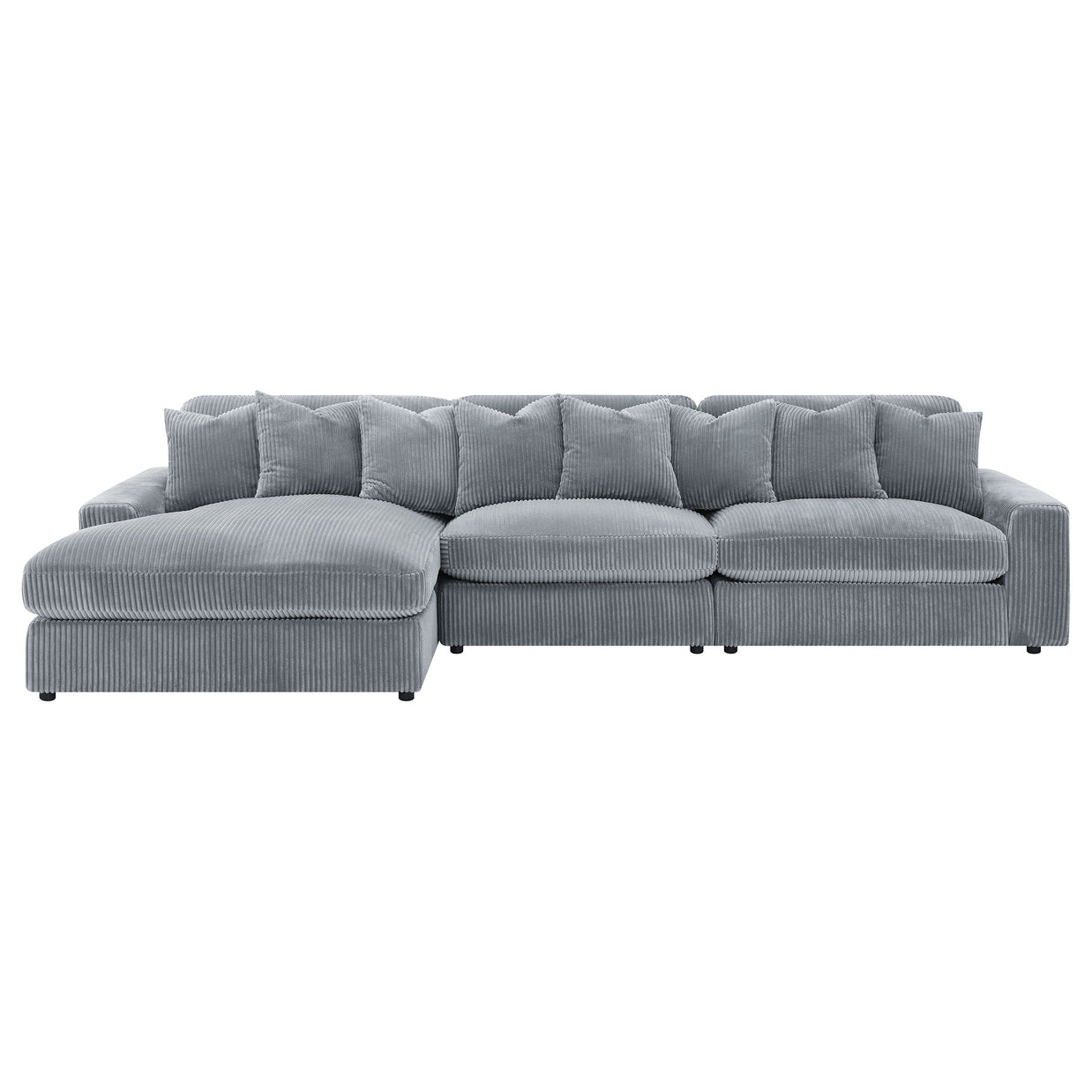 3-Piece Reversible Gray Corduroy Sectional Sofa