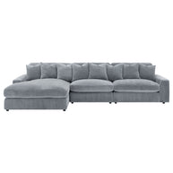 3-Piece Reversible Gray Corduroy Sectional Sofa