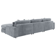 3-Piece Reversible Gray Corduroy Sectional Sofa