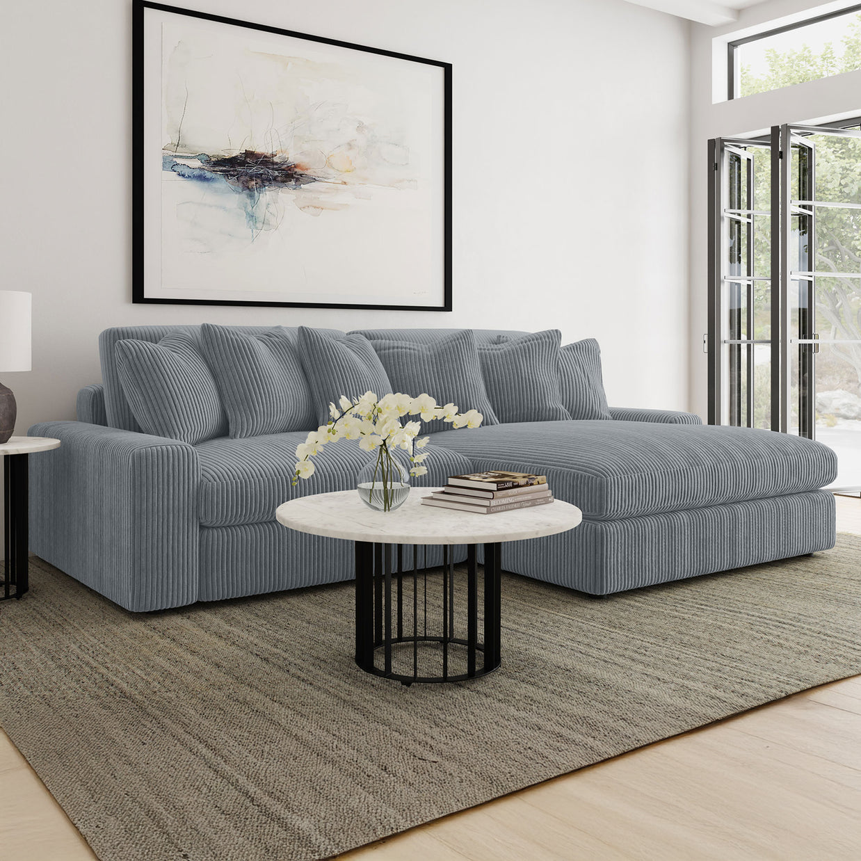 Oversized Reversible Chaise Corduroy Sectional Sofa