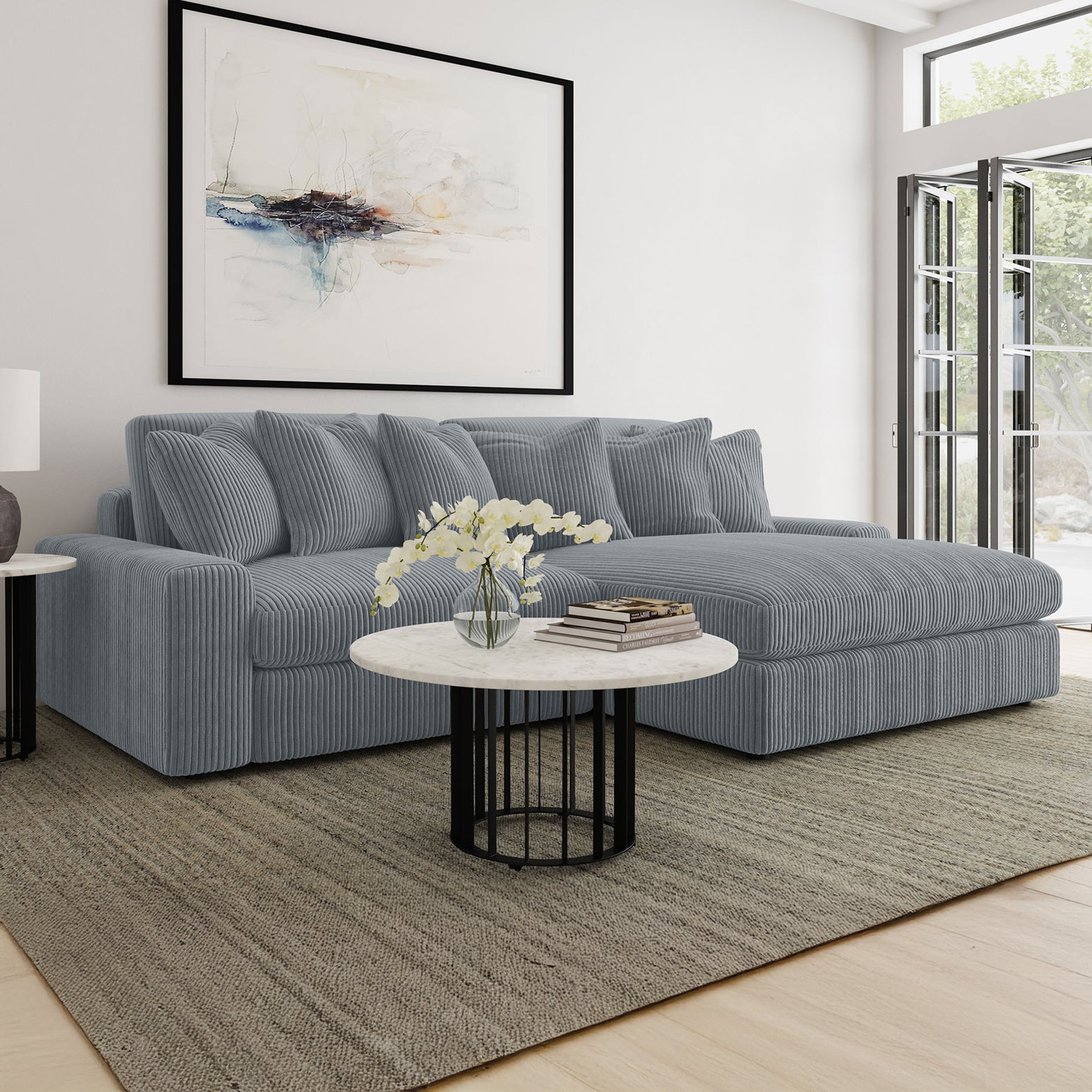 Oversized Reversible Chaise Corduroy Sectional Sofa