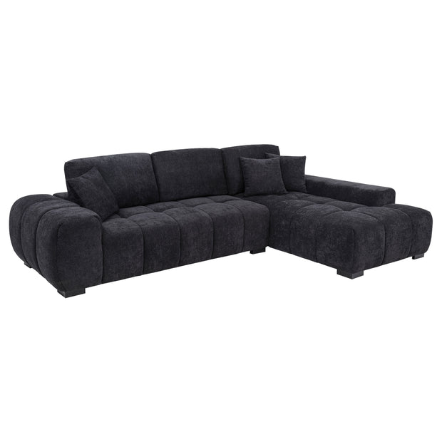 Modern Right-Facing Chaise Sectional Sofa in Upholstered Fabric