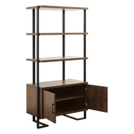 Walnut & Black Metal Bookcase
