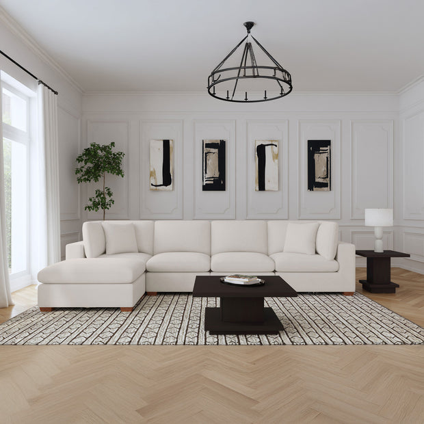 Modern 5-Piece Ivory Sectional Sofa with Chaise