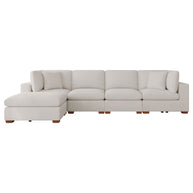 Modern 5-Piece Ivory Sectional Sofa with Chaise