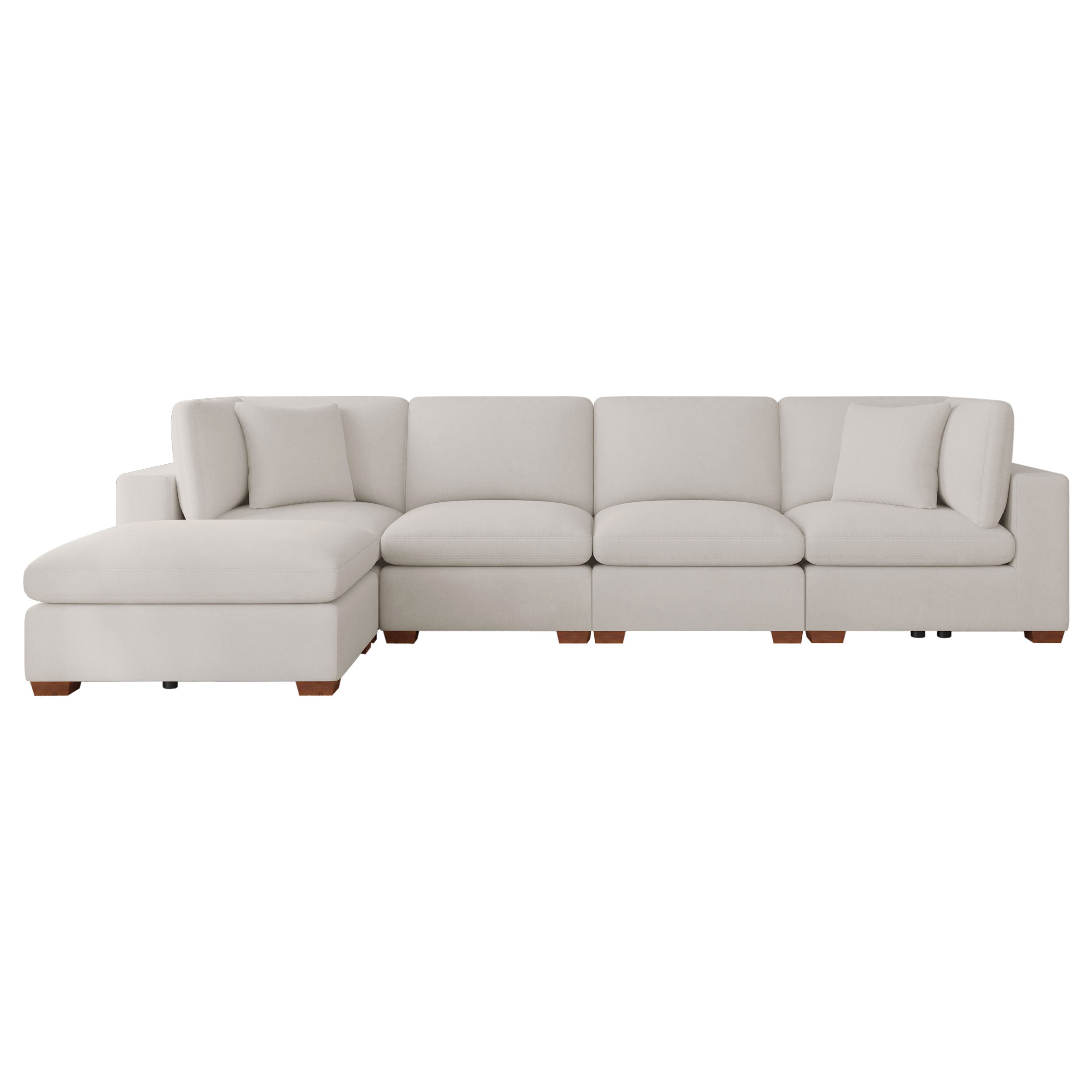 Modern 5-Piece Ivory Sectional Sofa with Chaise