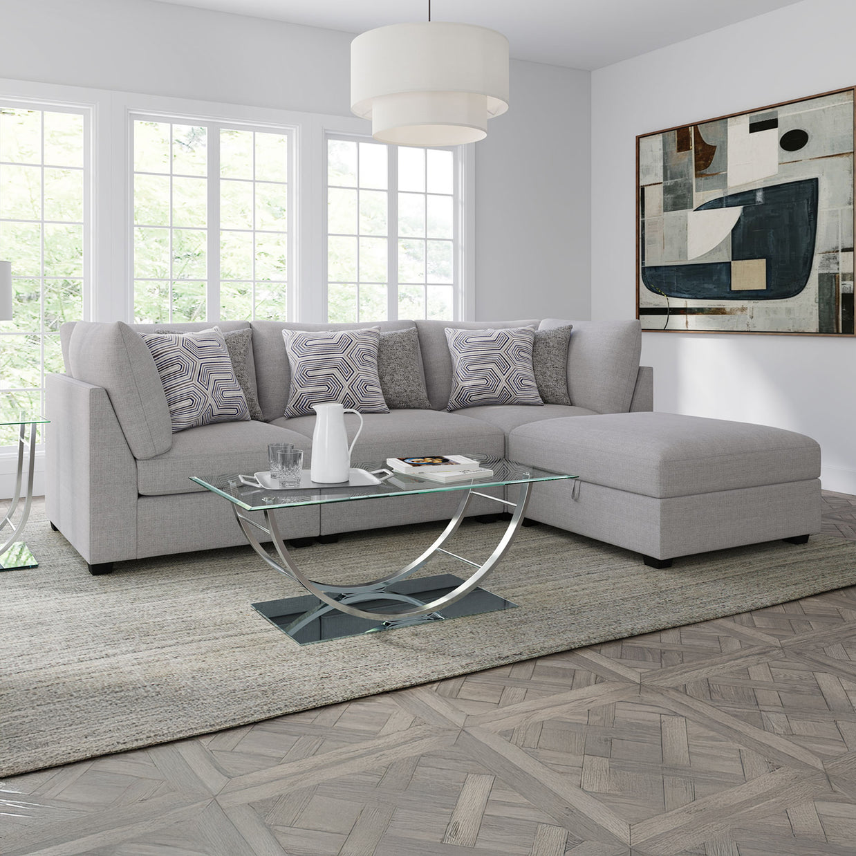 Gray 4-Piece Modular Sectional Sofa