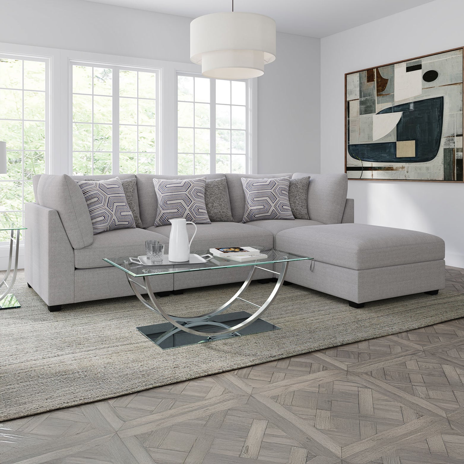 Gray 4-Piece Modular Sectional Sofa
