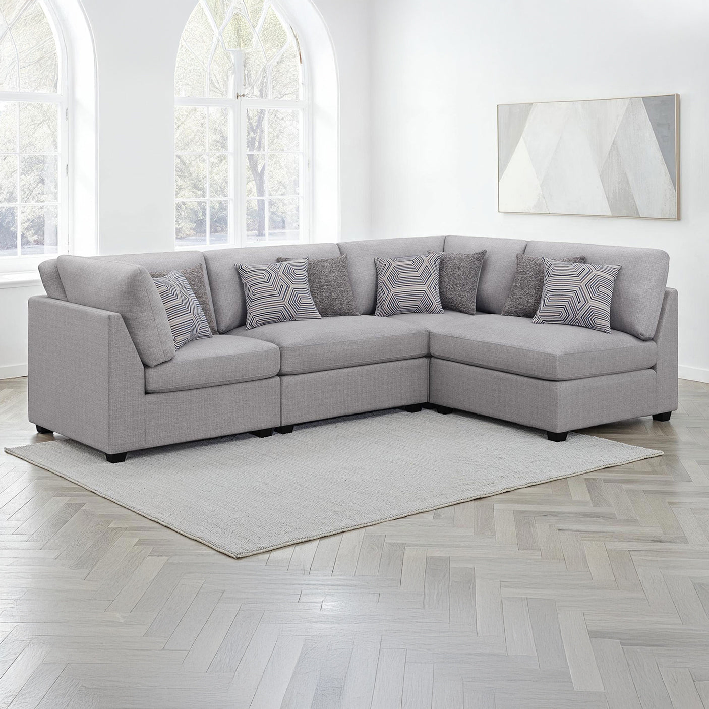 Gray 4-Piece Modular Sectional Sofa