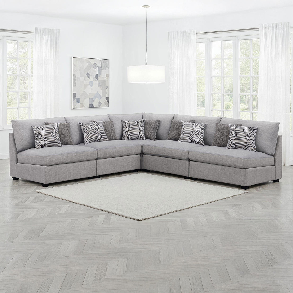 Gray 5-Piece Modular Sectional Sofa