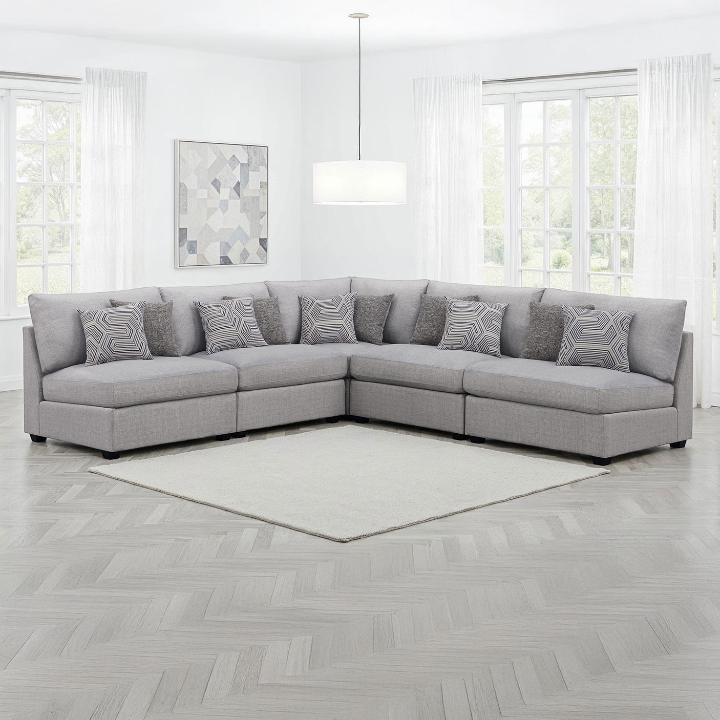Gray 5-Piece Modular Sectional Sofa